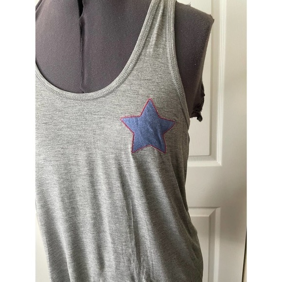 NWOT PJ Salvaje Gray Pajama Tank with Blue Star and Star Back, Size S 🗣 - Picture 3 of 4